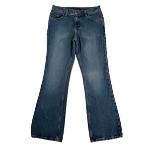 American Eagle Women’s Wide Leg Jeans Medium Wash Cotton Flare Denim Mid Rise